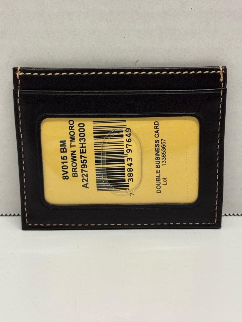 Dooney & Bourke Brown Leather Card Holder with Contrast Stitching